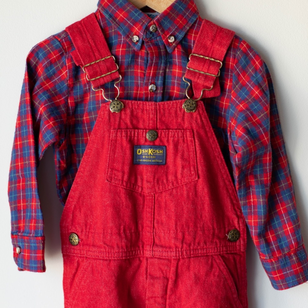 Vintage OshKosh Red denim Overall set